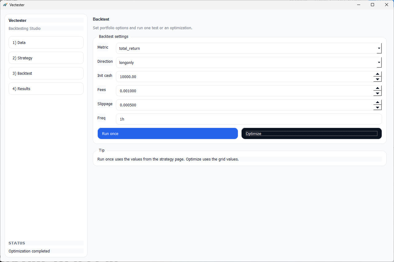 Strategy page / strategy editor / params / code